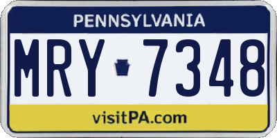 PA license plate MRY7348