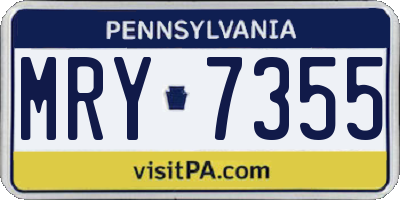PA license plate MRY7355
