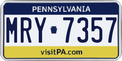 PA license plate MRY7357