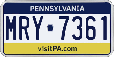 PA license plate MRY7361