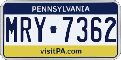 PA license plate MRY7362