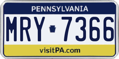 PA license plate MRY7366