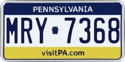 PA license plate MRY7368