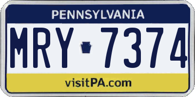 PA license plate MRY7374