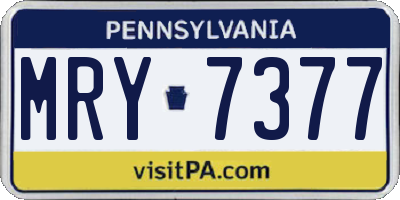 PA license plate MRY7377