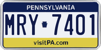 PA license plate MRY7401
