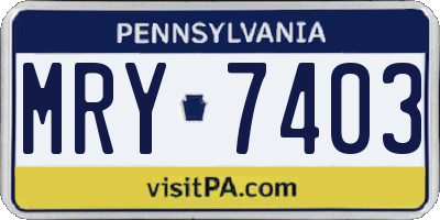 PA license plate MRY7403