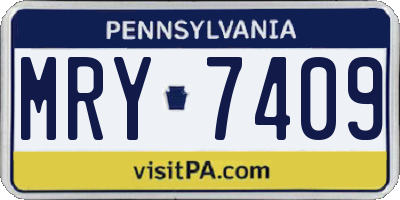 PA license plate MRY7409