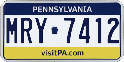PA license plate MRY7412