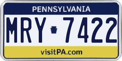 PA license plate MRY7422