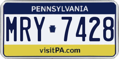 PA license plate MRY7428