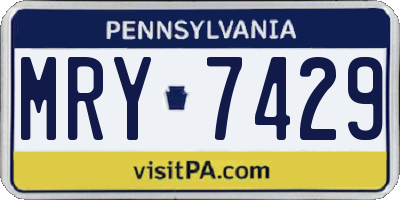 PA license plate MRY7429