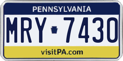 PA license plate MRY7430