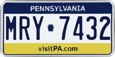 PA license plate MRY7432