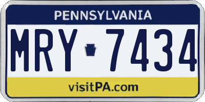 PA license plate MRY7434