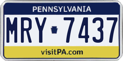 PA license plate MRY7437