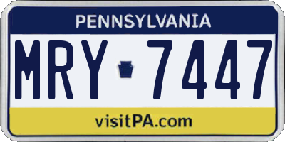 PA license plate MRY7447