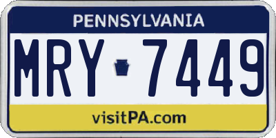 PA license plate MRY7449