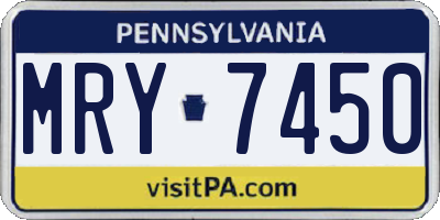 PA license plate MRY7450