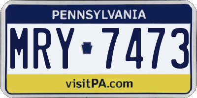 PA license plate MRY7473