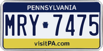 PA license plate MRY7475