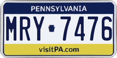 PA license plate MRY7476