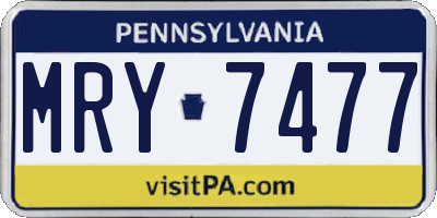 PA license plate MRY7477