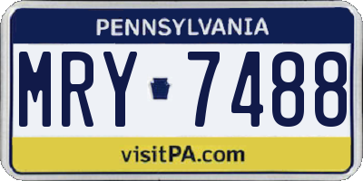 PA license plate MRY7488