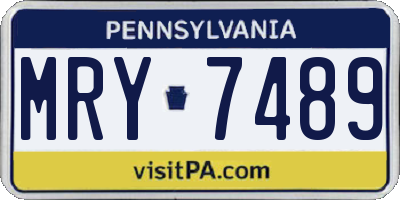 PA license plate MRY7489