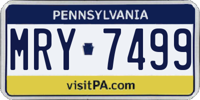 PA license plate MRY7499