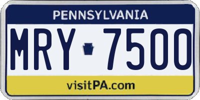 PA license plate MRY7500