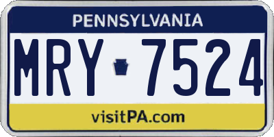 PA license plate MRY7524