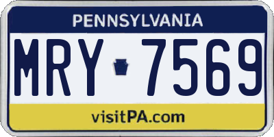 PA license plate MRY7569