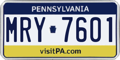 PA license plate MRY7601