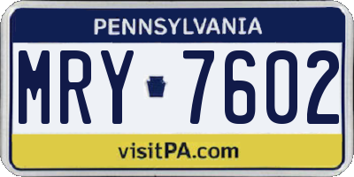 PA license plate MRY7602