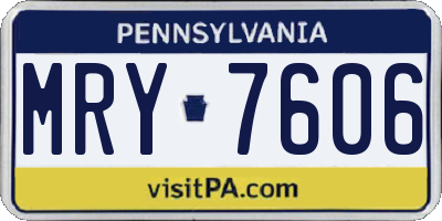 PA license plate MRY7606