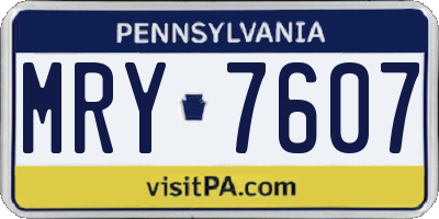 PA license plate MRY7607