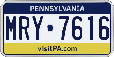 PA license plate MRY7616