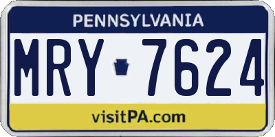 PA license plate MRY7624