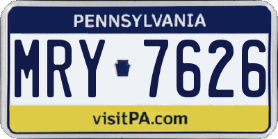 PA license plate MRY7626
