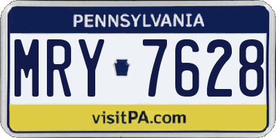 PA license plate MRY7628