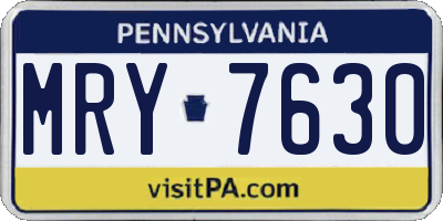 PA license plate MRY7630