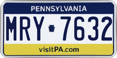 PA license plate MRY7632