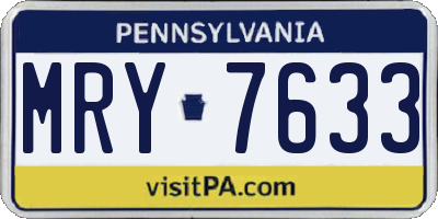 PA license plate MRY7633