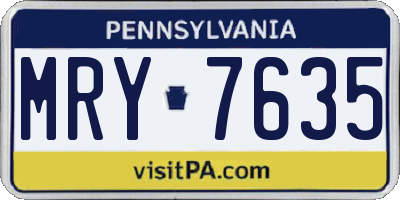 PA license plate MRY7635