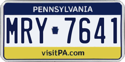 PA license plate MRY7641
