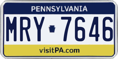 PA license plate MRY7646