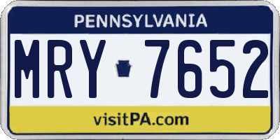 PA license plate MRY7652