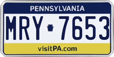 PA license plate MRY7653