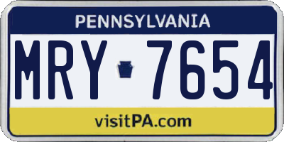 PA license plate MRY7654